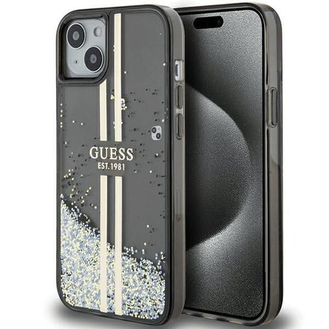 Viedtālruņa aizmugurējais vāciņš Apple iPhone 13,iPhone 14,Iphone 15 Aioostore Liquid Glitter - Melna,Caurspīdīga