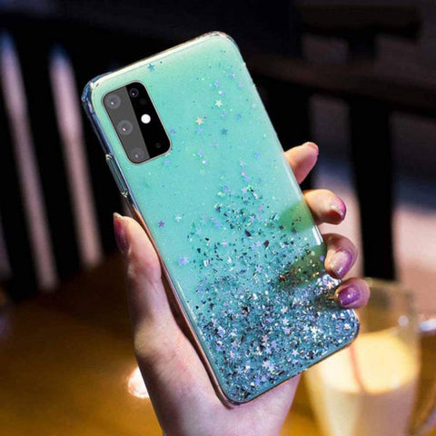 Viedtālruņa aizmugurējais vāciņš Huawei Nova 8i Glue Glitter - Piparmētru ar dizainu