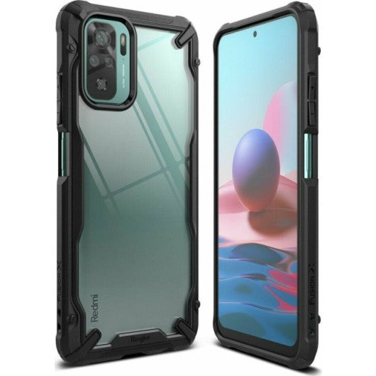 Viedtālruņa aizmugurējais vāciņš Xiaomi Redmi Note 9 Pro / Pro Max / S / Redmi Note 10/10S / Mi 11 / Mi 10T Lite Fusion X - Melna caurspīdīga