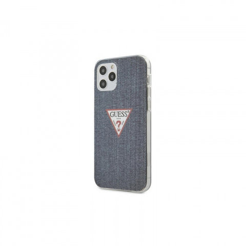 Viedtālruņa aizmugurējais vāciņš Apple iPhone 12,iPhone 12 Pro / 12/12 Pro Guess Triangle Collection GUHCP12MPCUJULDB - Tumši zila ar dizainu