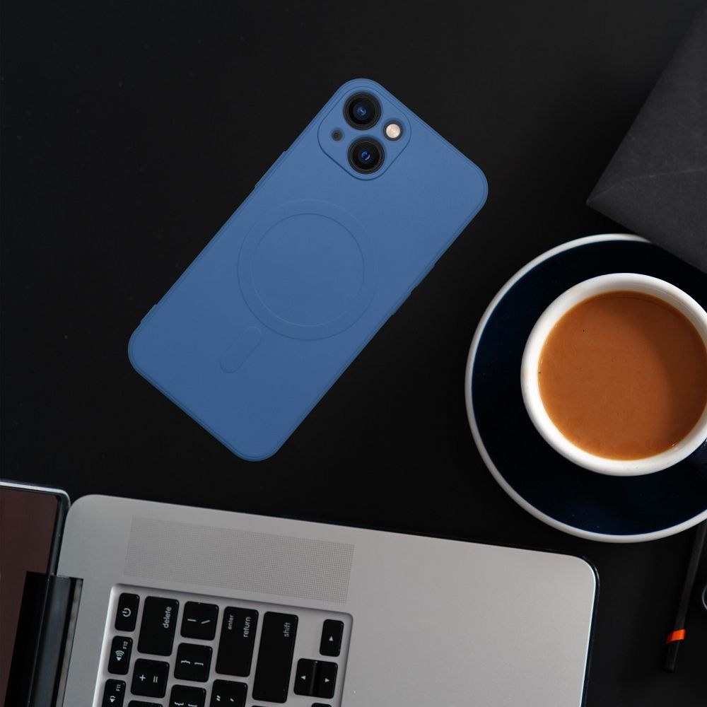 Viedtālruņa aizmugurējais vāciņš Apple iPhone 15 Silicone Mag cover - Zila
