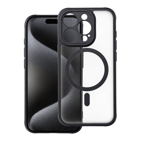 Viedtālruņa aizmugurējais vāciņš Apple iPhone 15 Pro Full Matte Mag - Melna,Caurspīdīga