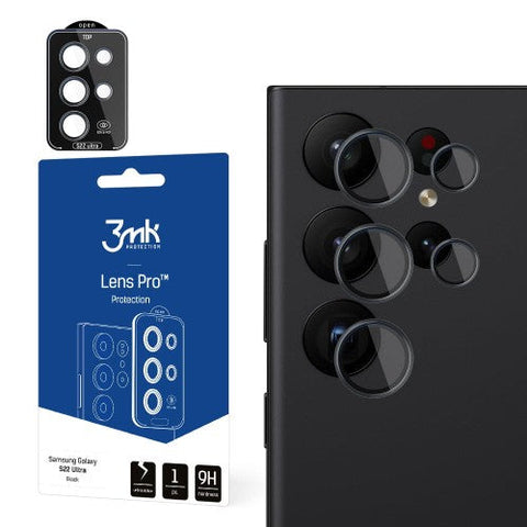 Viedtālruņa kameras aizsargstikls Samsung Galaxy S22 Ultra Lens Pro - Melna
