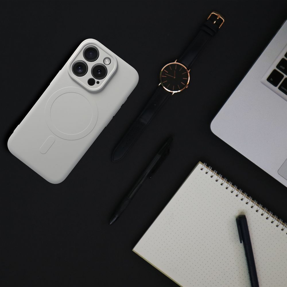 Viedtālruņa aizmugurējais vāciņš Apple iPhone 15 Pro Max Silicone Mag - Pelēka