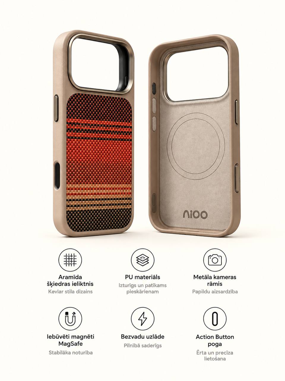 Premium vāciņš Apple iPhone 17 Pro / 18 Pro Kevlar MagSafe
