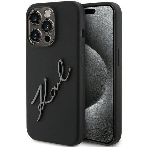 Viedtālruņa aizmugurējais vāciņš Apple iPhone 15 Pro Karl Lagerfeld Karl Script - Melna