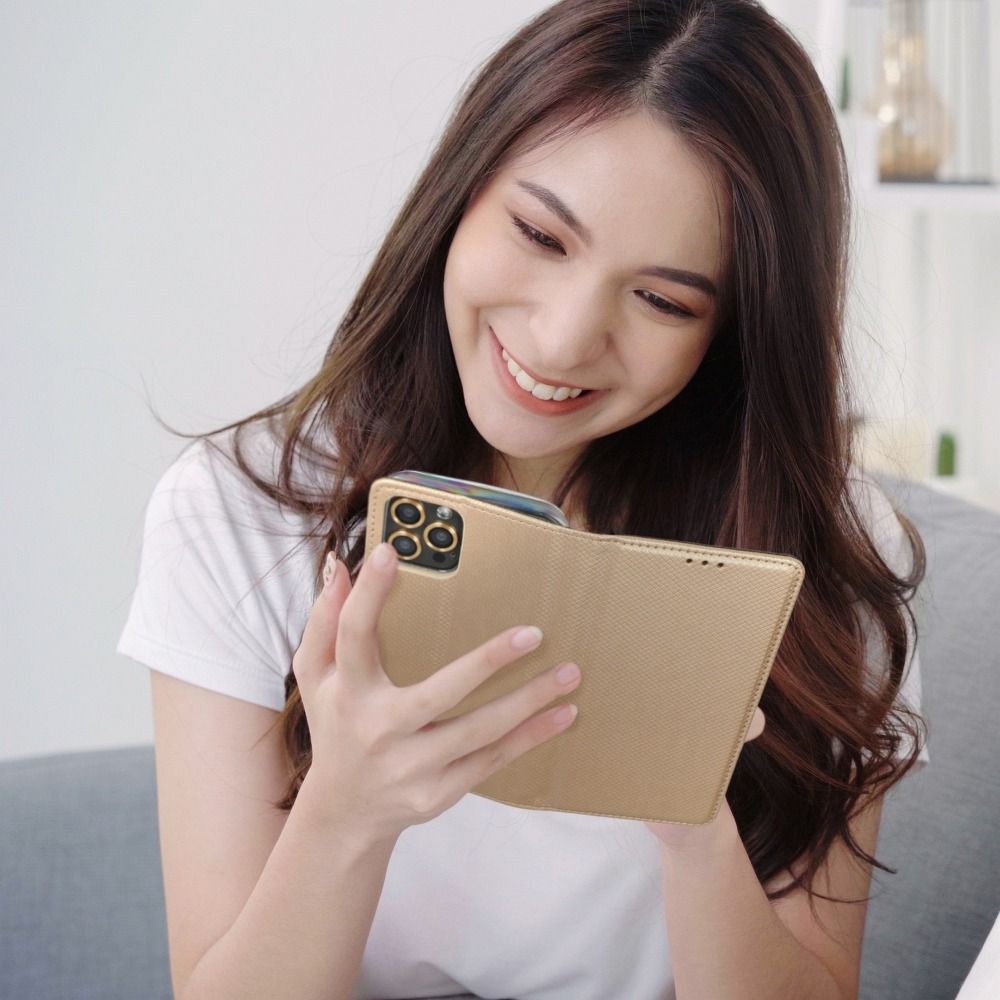 Viedtālruņa atveramais maciņš Xiaomi Redmi 9A Smart case book - Zelta