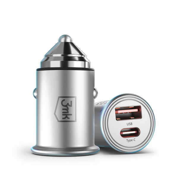 Auto lādētājs Usb_c_usb_a Sudraba