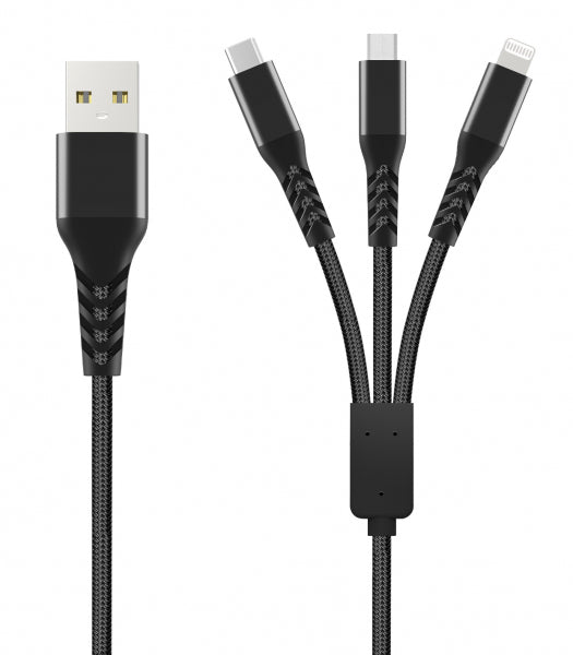 Kabelis Lightning USB-C Micro USB USB-A 18W 1m