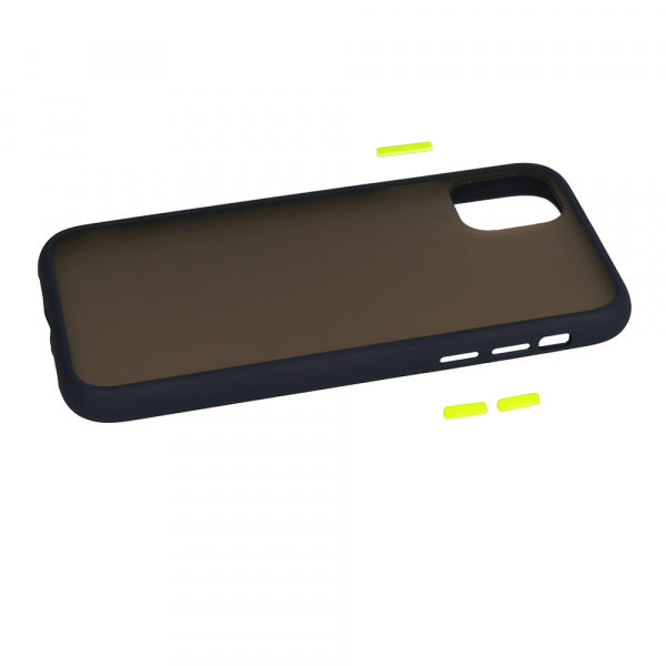 Samsung Galaxy A40 Color Button Bumper - Caurspīdīga tumši zila