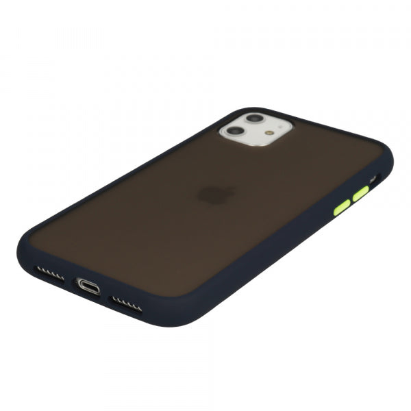Samsung Galaxy A40 Color Button Bumper - Caurspīdīga tumši zila
