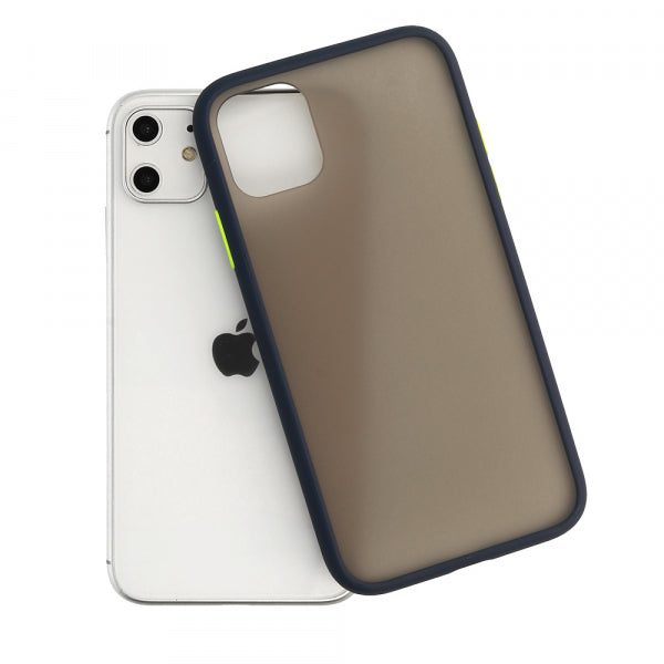 Samsung Galaxy A40 Color Button Bumper - Caurspīdīga tumši zila