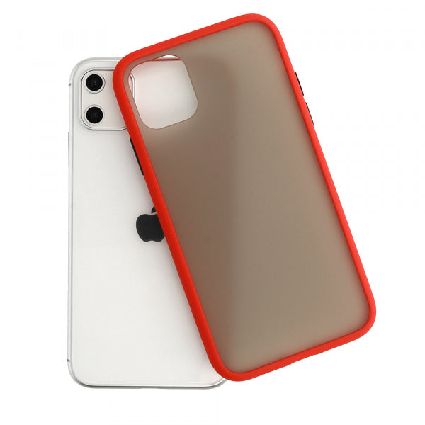 Samsung Galaxy A13 Color Button Bumper - Sarkana caurspīdīga