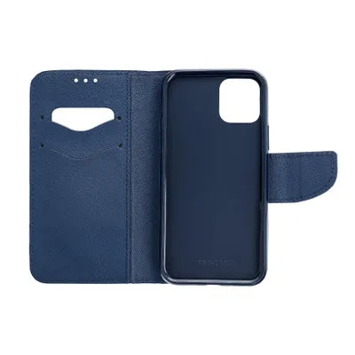 Viedtālruņa atveramais maciņš Samsung Galaxy A70 Fancy Book Navy - Sarkana