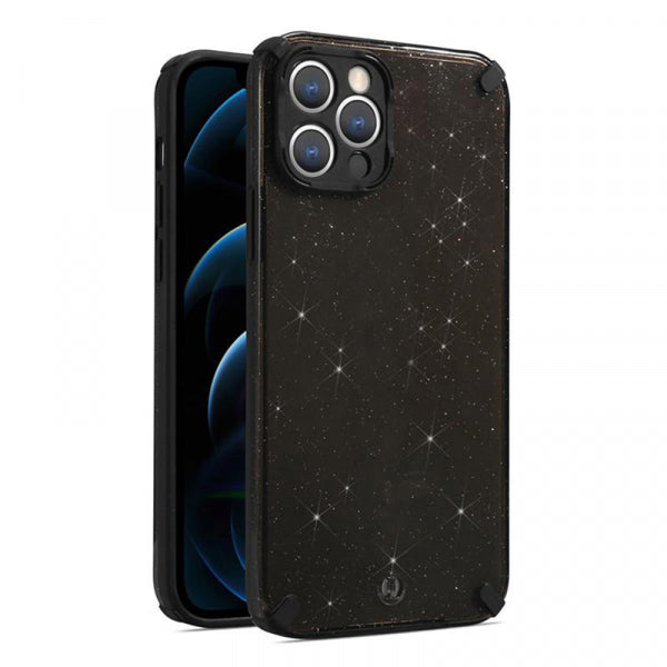 Poco X3 Pro Armor Glitter - Melna caurspīdīga