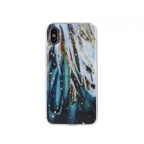 Samsung Galaxy A14 Gold Glam Feathers - Zaļa ar dizainu