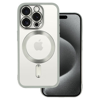 Apple iPhone 15 Metallic Mag - Caurspīdīga,Sudraba