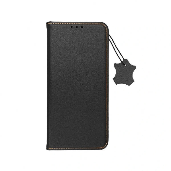 Viedtālruņa atveramais maciņš Samsung Galaxy A12 Leather Case - Melna