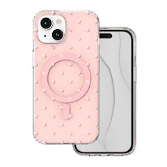 Viedtālruņa aizmugurējais vāciņš Apple iPhone 15 Bubble Dots Mag - Persiks