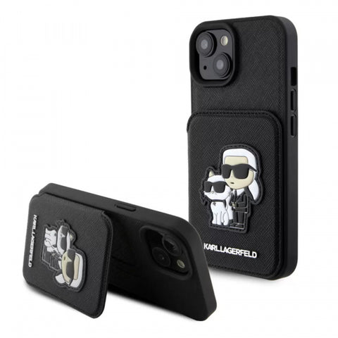 Viedtālruņa aizmugurējais vāciņš Apple iPhone 15 Pro Karl Lagerfeld KLHCP15LSAKCSCK - Melna